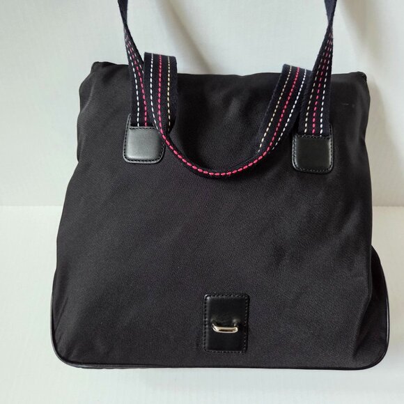 Cole Haan Purse Black Nylon Satchel Tote Travel Packable Handbag - Picture 4 of 11